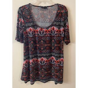 Women's Tunic size‎ 1X by Eye Candy Paisley Print with Lotus Flowers